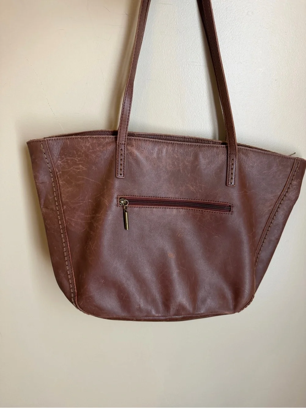 The Sak Faye Gen Tote Large Leather Brown Shoulder Bag Classic Boho Distressed